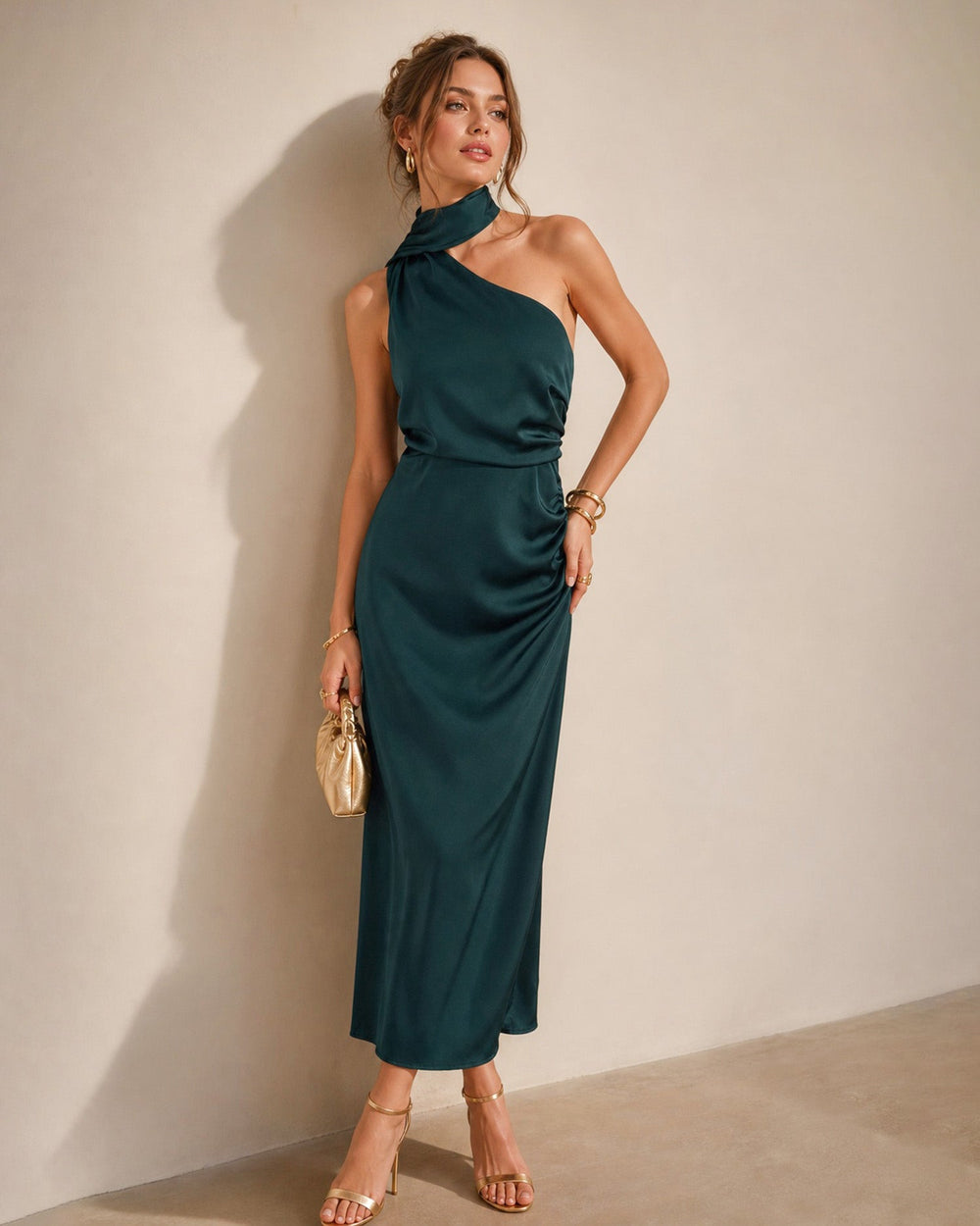 Vestido Alondra | Verde Oscuro Asimétrico