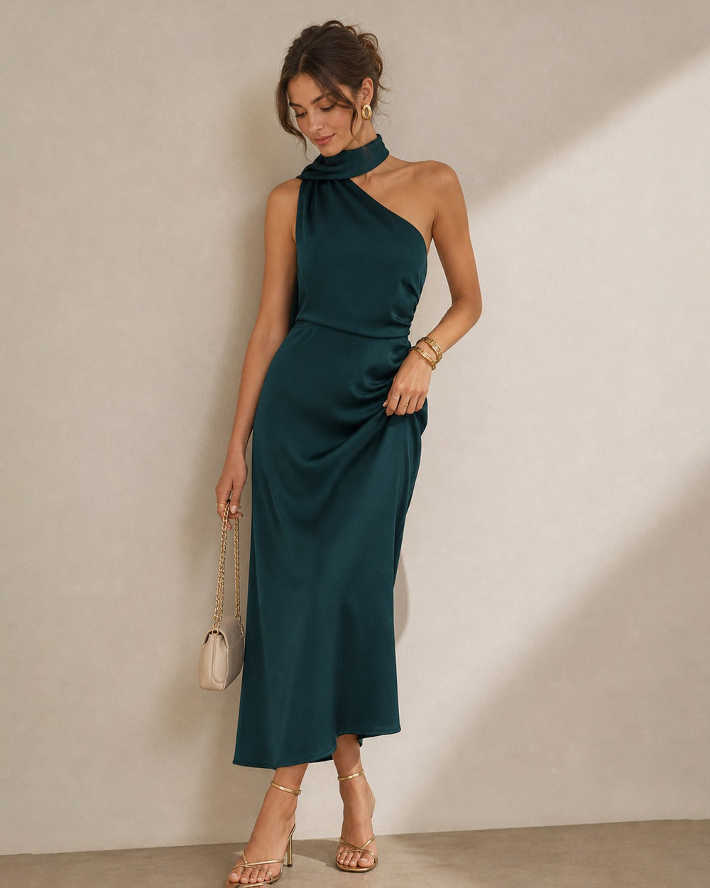 Vestido Alondra | Verde Oscuro Asimétrico