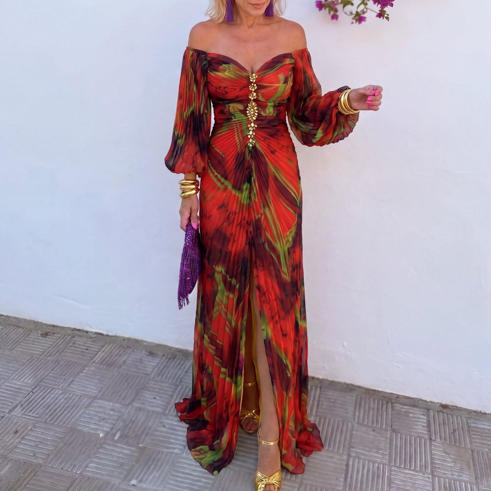 MÍA | VESTIDO LARGO FLORAL CON ESTAMPADO