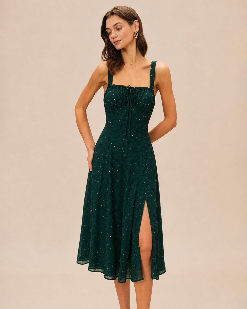 Vestido Blair | Elegancia en Jacquard Tono Verde