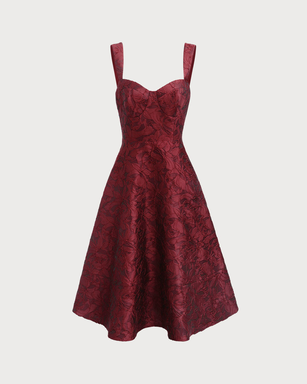 Vestido Camila | Elegancia en Jacquard Tono Rojo