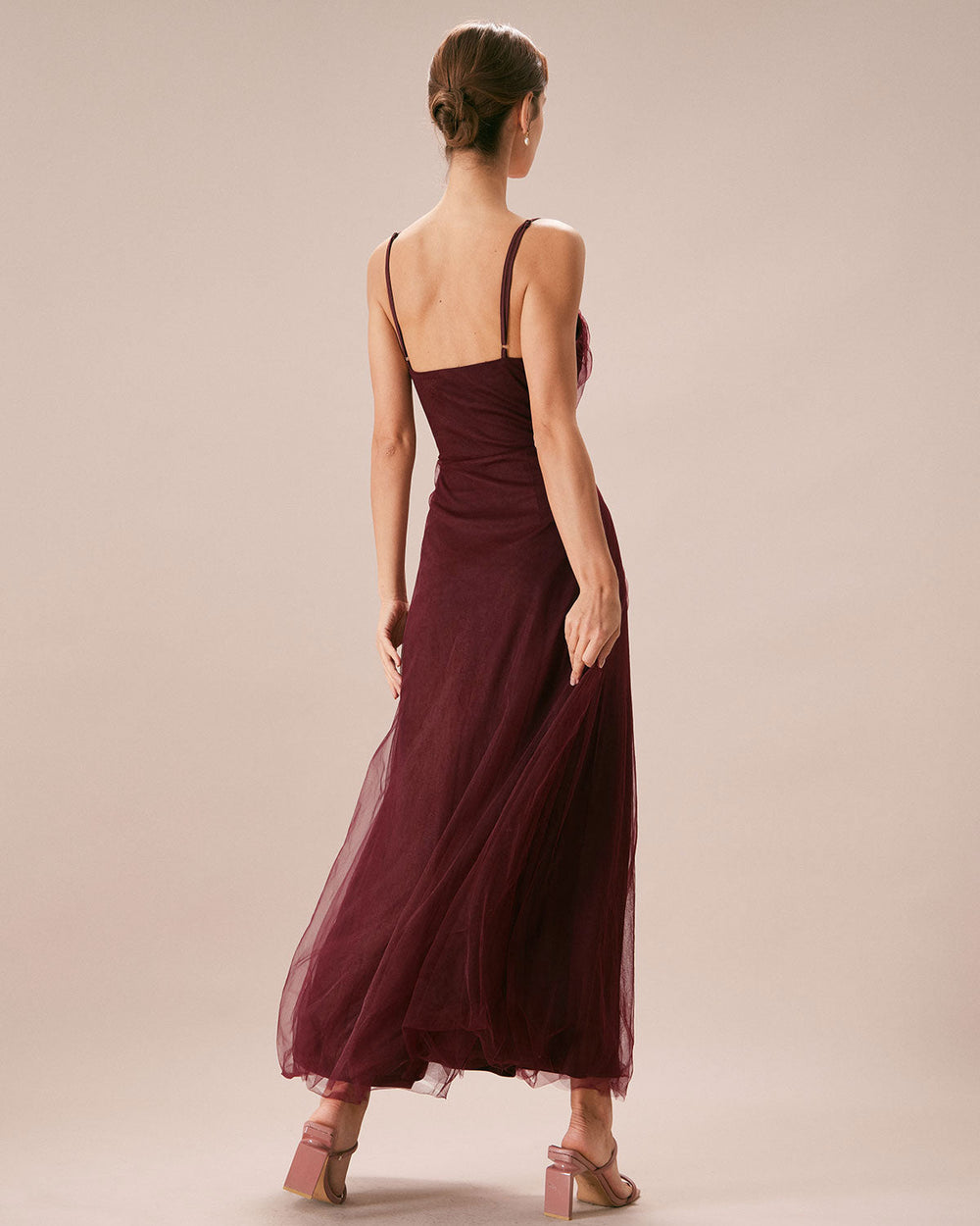 Vestido Antonella | Elegancia en Malla Tono Vino