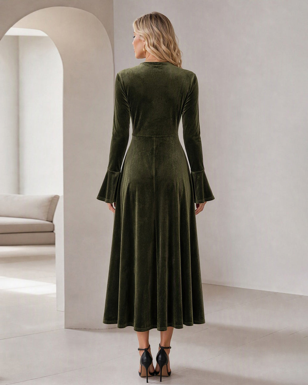 Vestido Catalina | Elegancia en Terciopelo Tono Verde