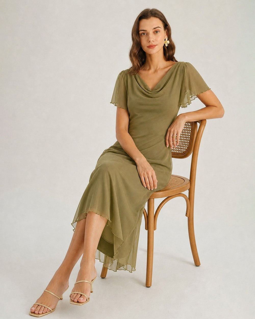 Vestido Regina | Elegancia en Malla Tono Verde