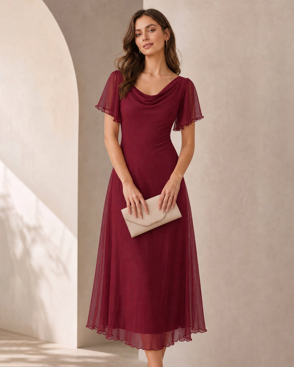 Vestido Sofía | Elegancia en Malla Tono Rojo