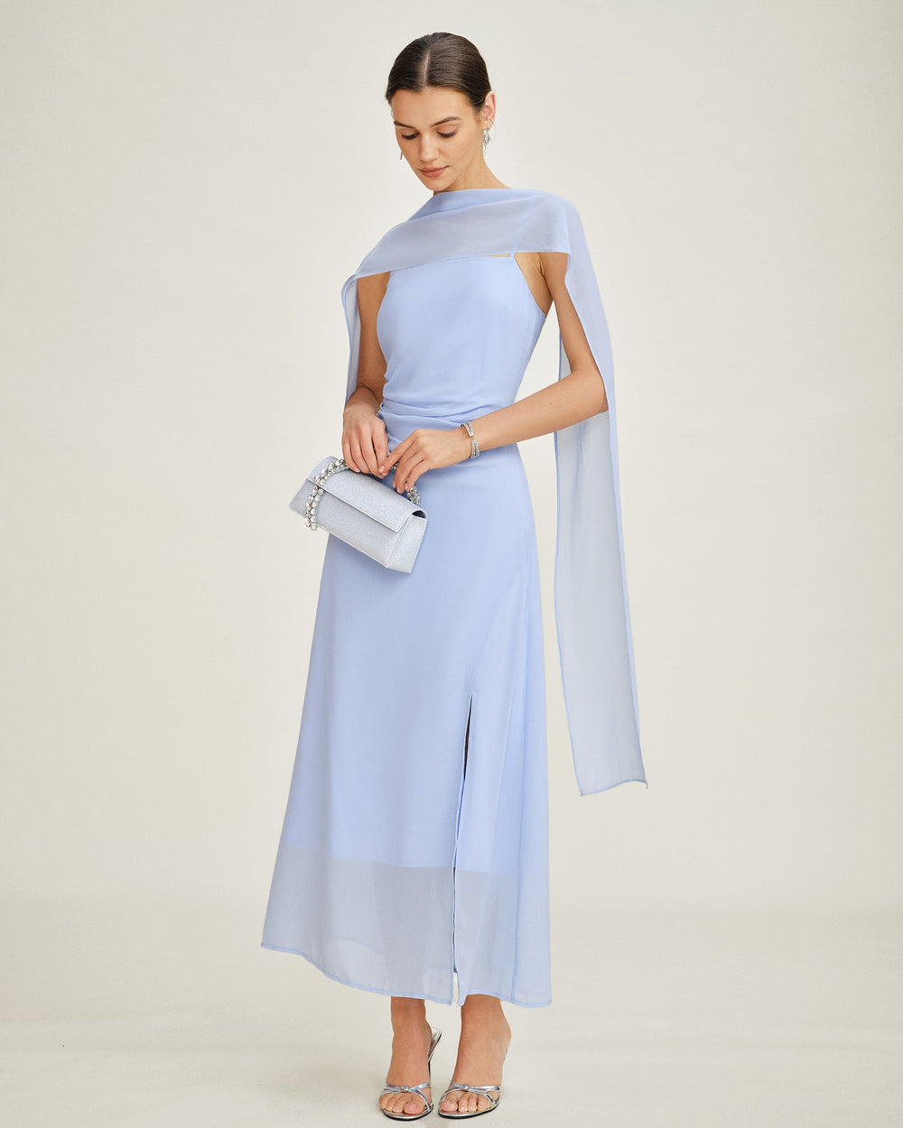 Vestido Florencia | Elegancia en Gasa Tono Azul