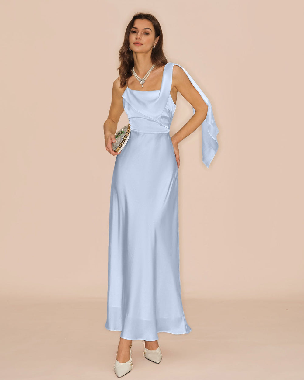 Vestido Flora | Silueta Tubo con Escote cuadrado en Tono Azul