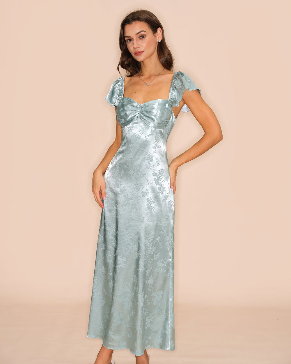 Vestido Luciana | Elegancia en Satén Tono Verde