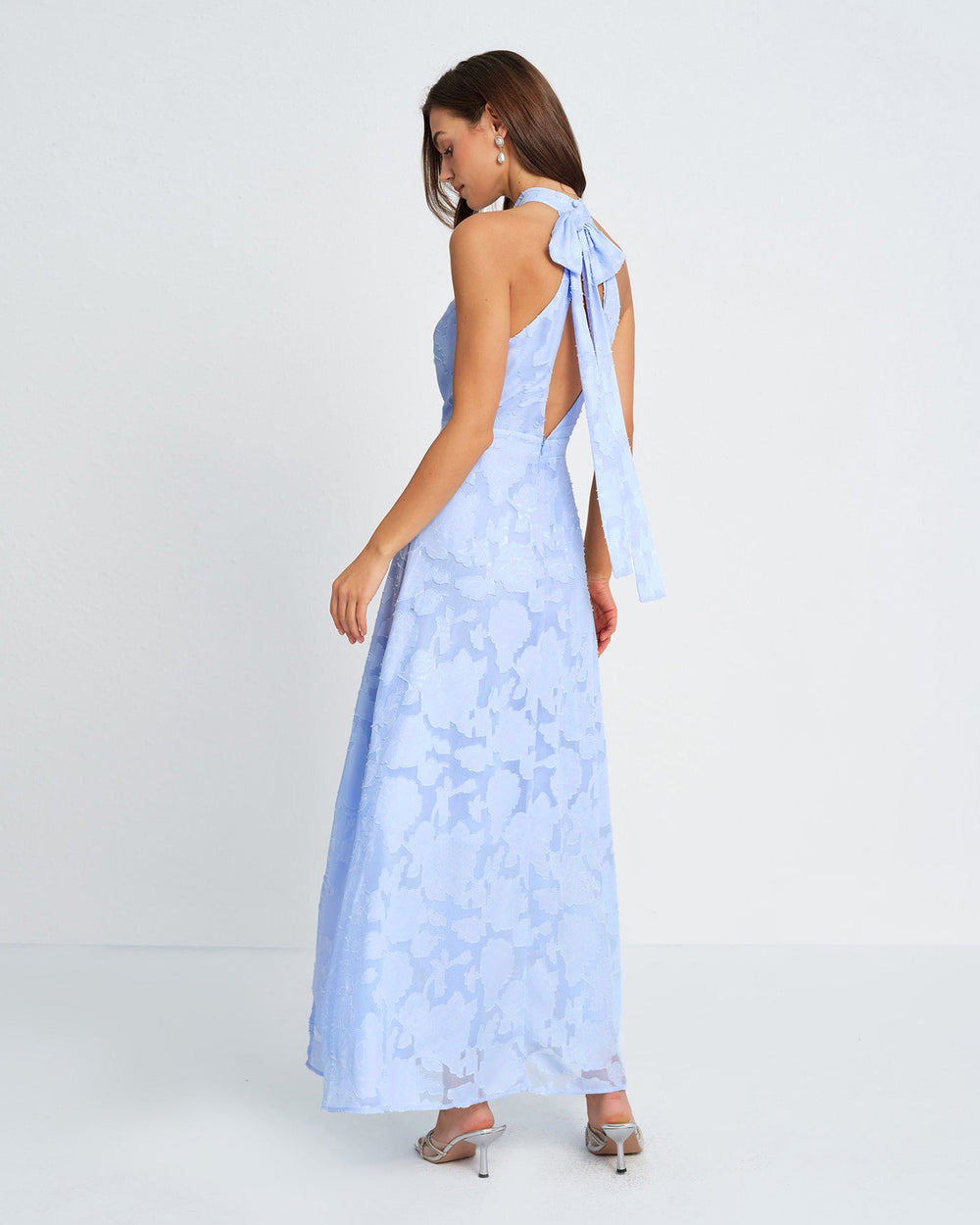 Vestido Valeria | Elegancia en Jacquard Tono Azul