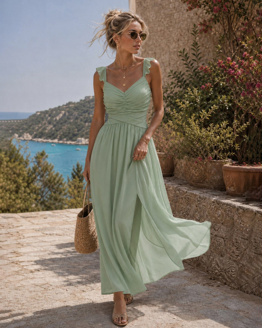 Vestido Olivia | Elegancia en Satén Tono Verde