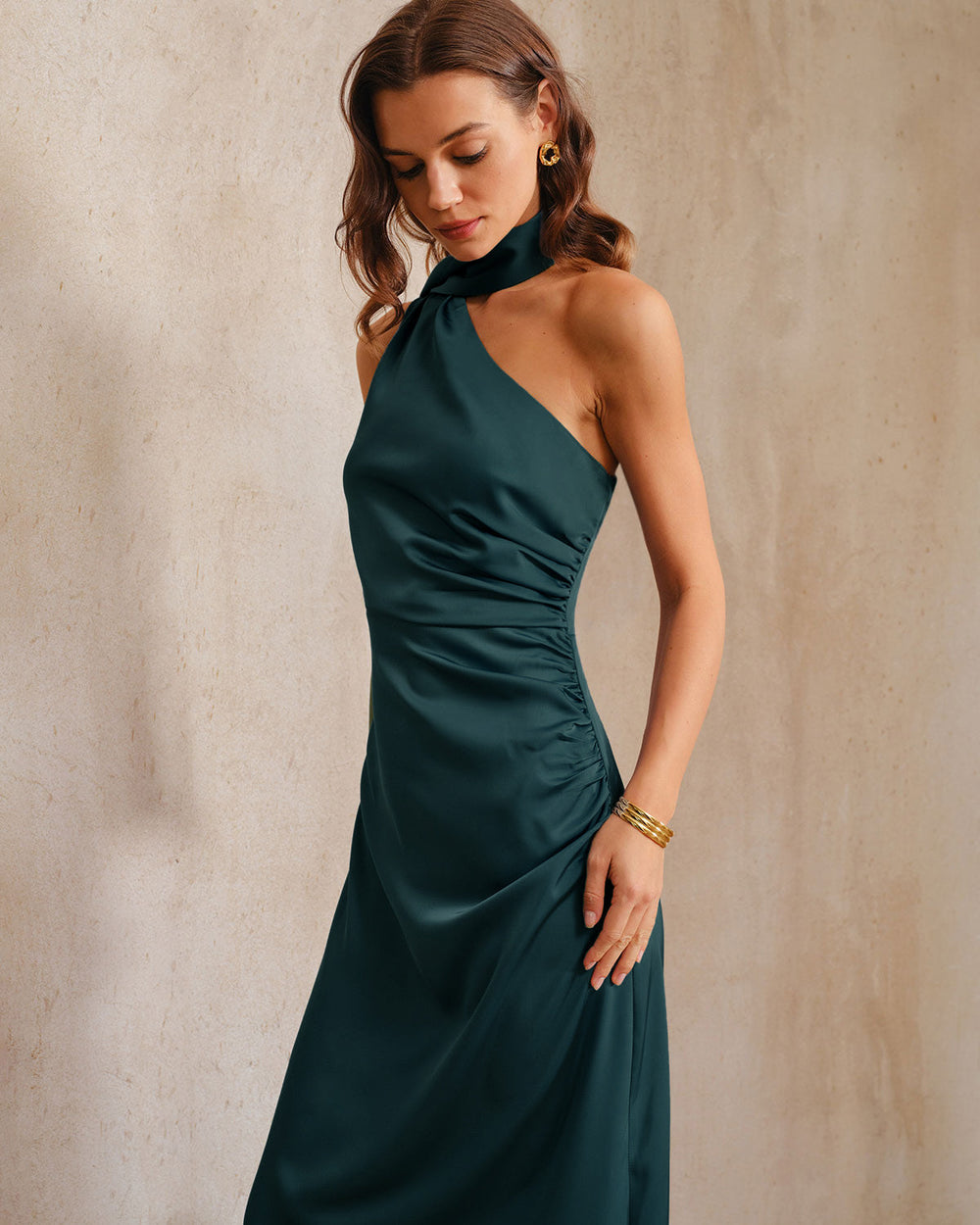 Vestido Alondra | Verde Oscuro Asimétrico