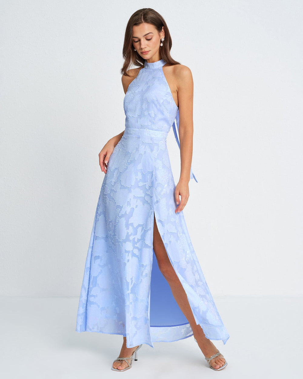 Vestido Valeria | Elegancia en Jacquard Tono Azul