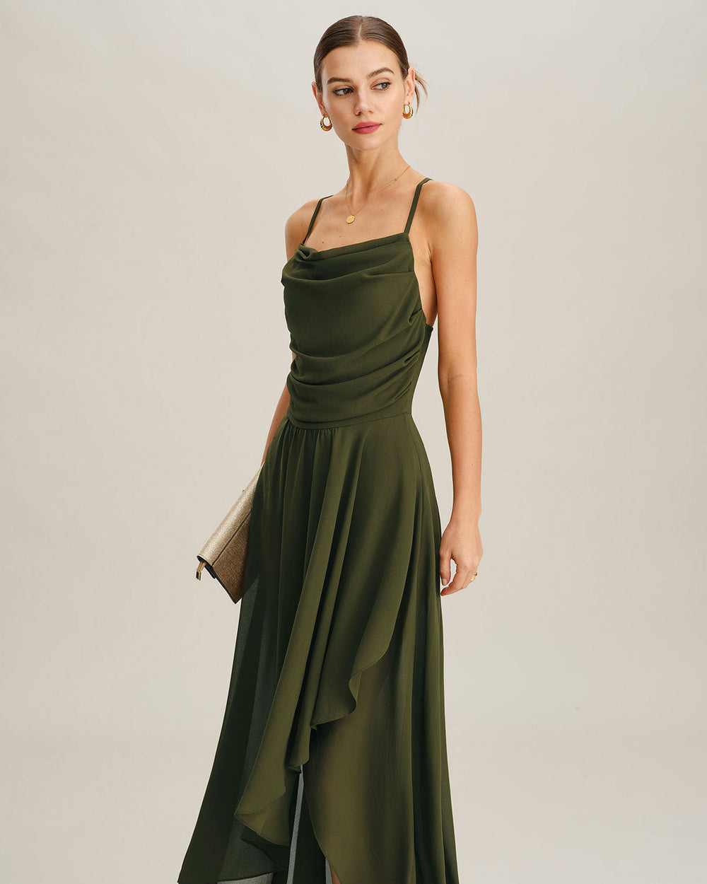 Vestido Constanza | Elegancia en Gasa Tono Verde