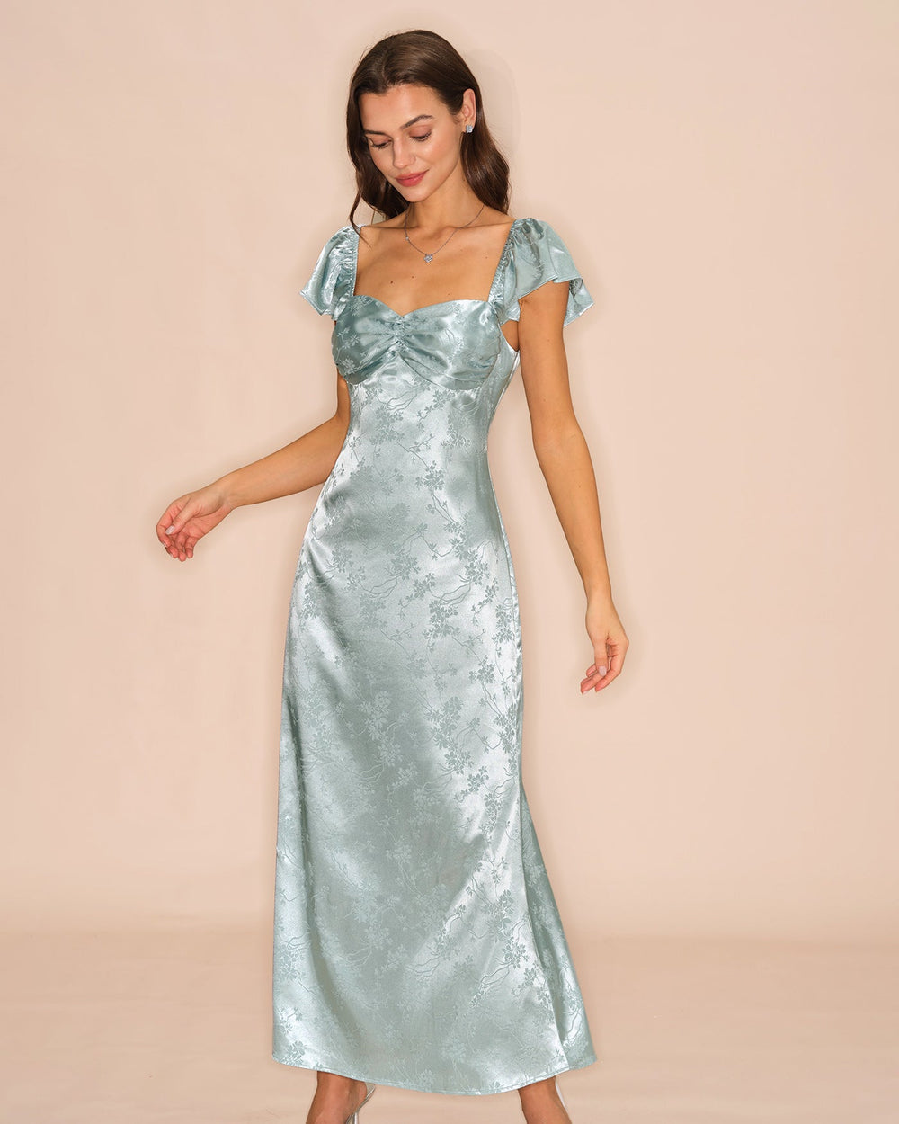 Vestido Luciana | Elegancia en Satén Tono Verde