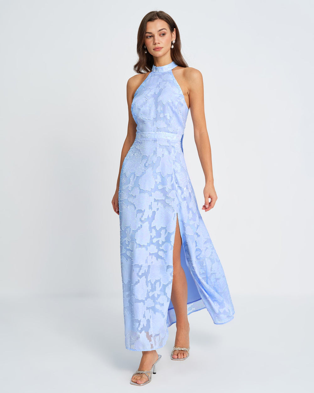 Vestido Valeria | Elegancia en Jacquard Tono Azul
