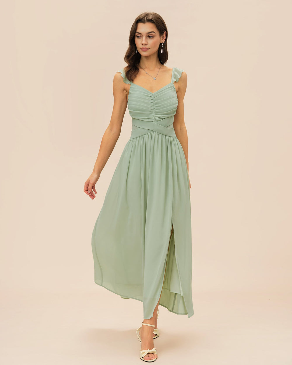 Vestido Olivia | Elegancia en Satén Tono Verde