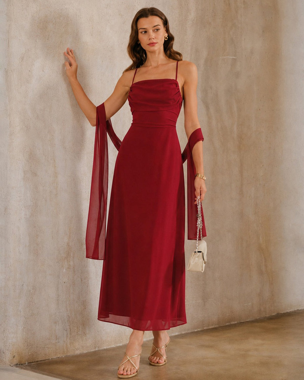 Vestido Olivia | Elegancia en Gasa Tono Rojo