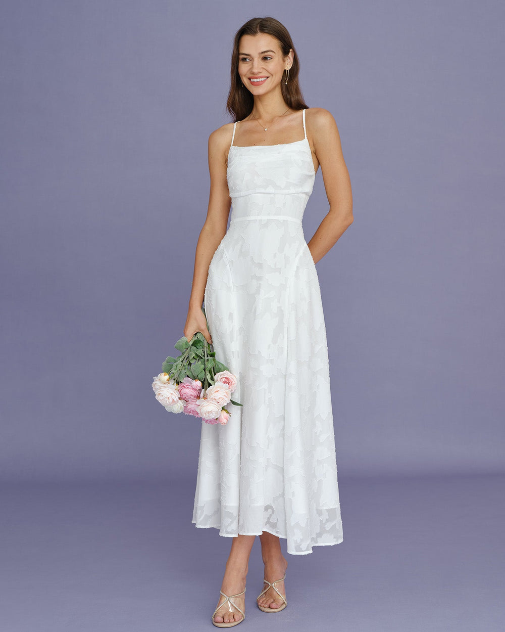 Vestido Julieta | Elegancia en Jacquard Tono Blanco