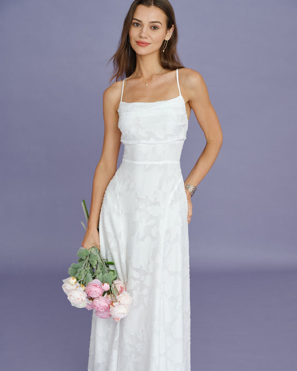 Vestido Julieta | Elegancia en Jacquard Tono Blanco