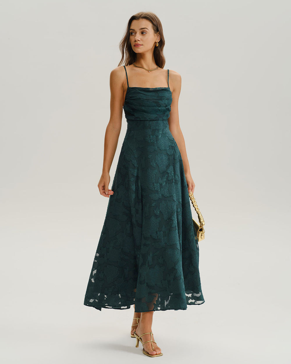 Vestido Esperanza | Jacquard Esmeralda con Espalda Corsé