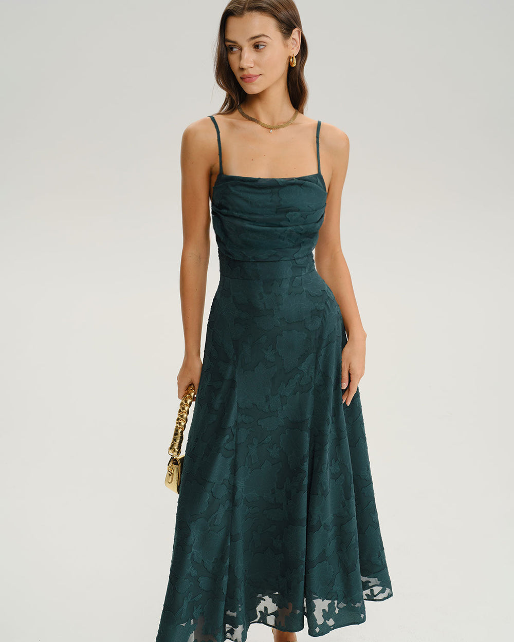 Vestido Esperanza | Jacquard Esmeralda con Espalda Corsé