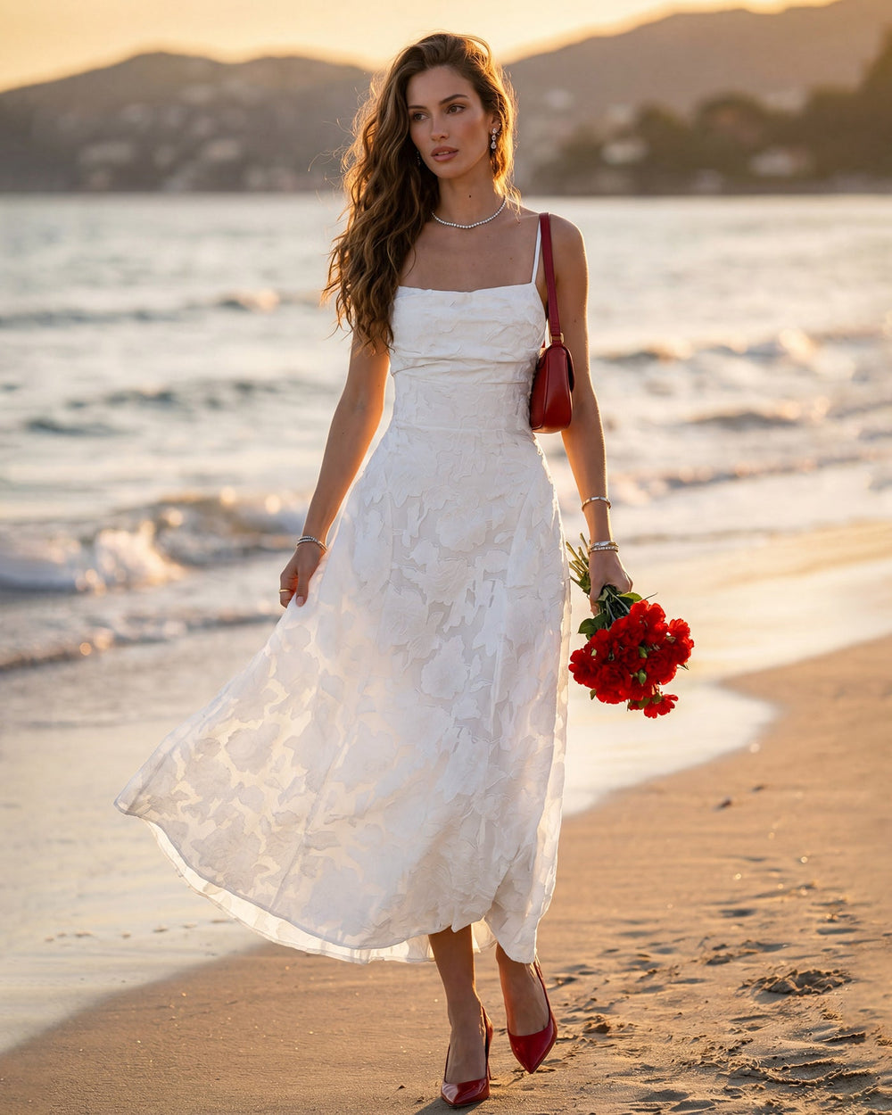 Vestido Julieta | Elegancia en Jacquard Tono Blanco