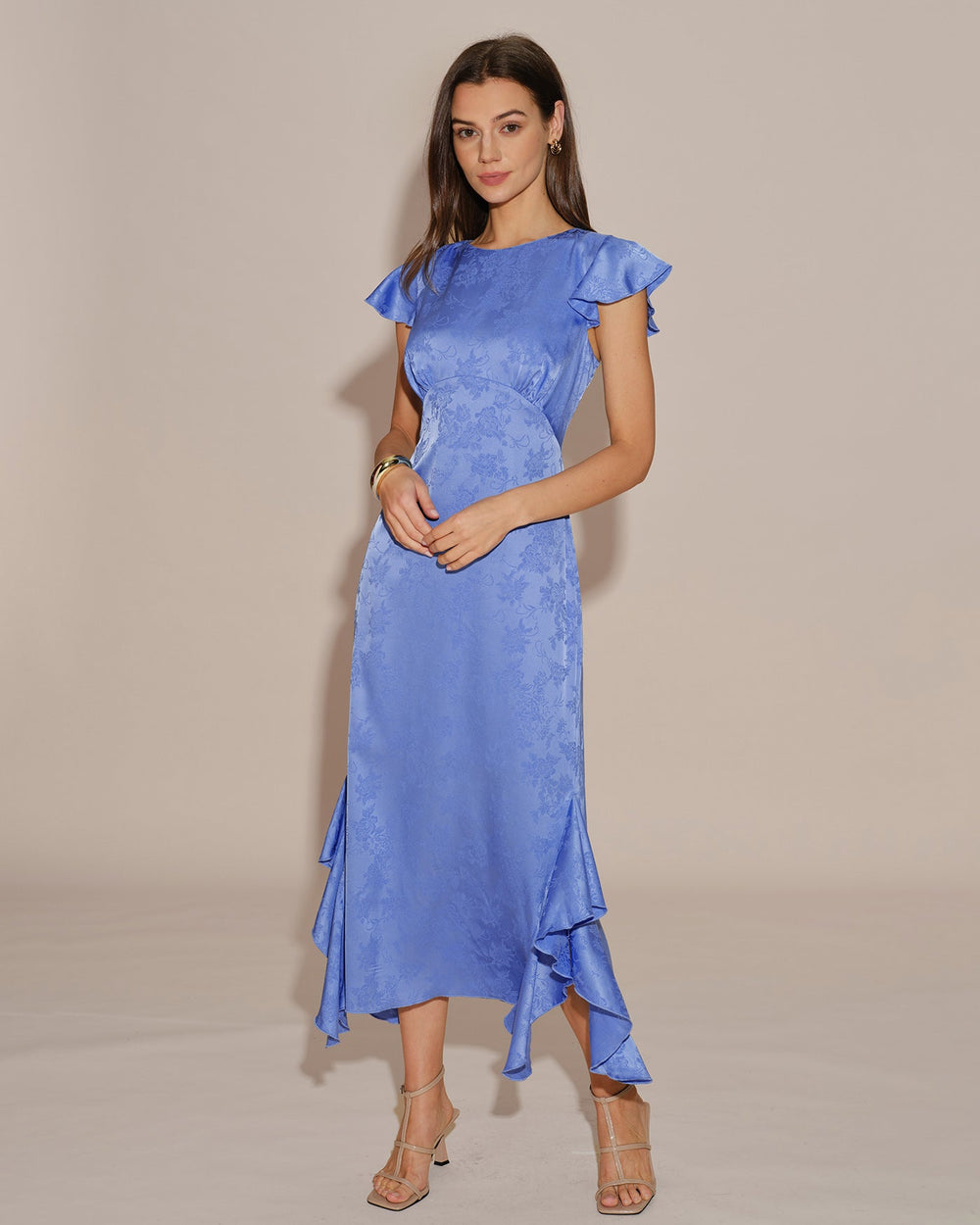 Vestido Ariadna | Elegancia en Jacquard Tono Azul