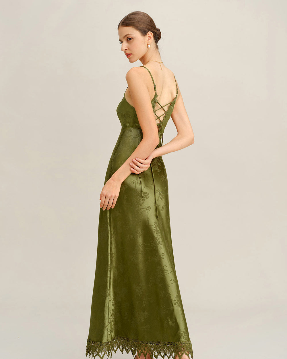 Vestido Miranda | Elegancia en Jacquard Tono Verde