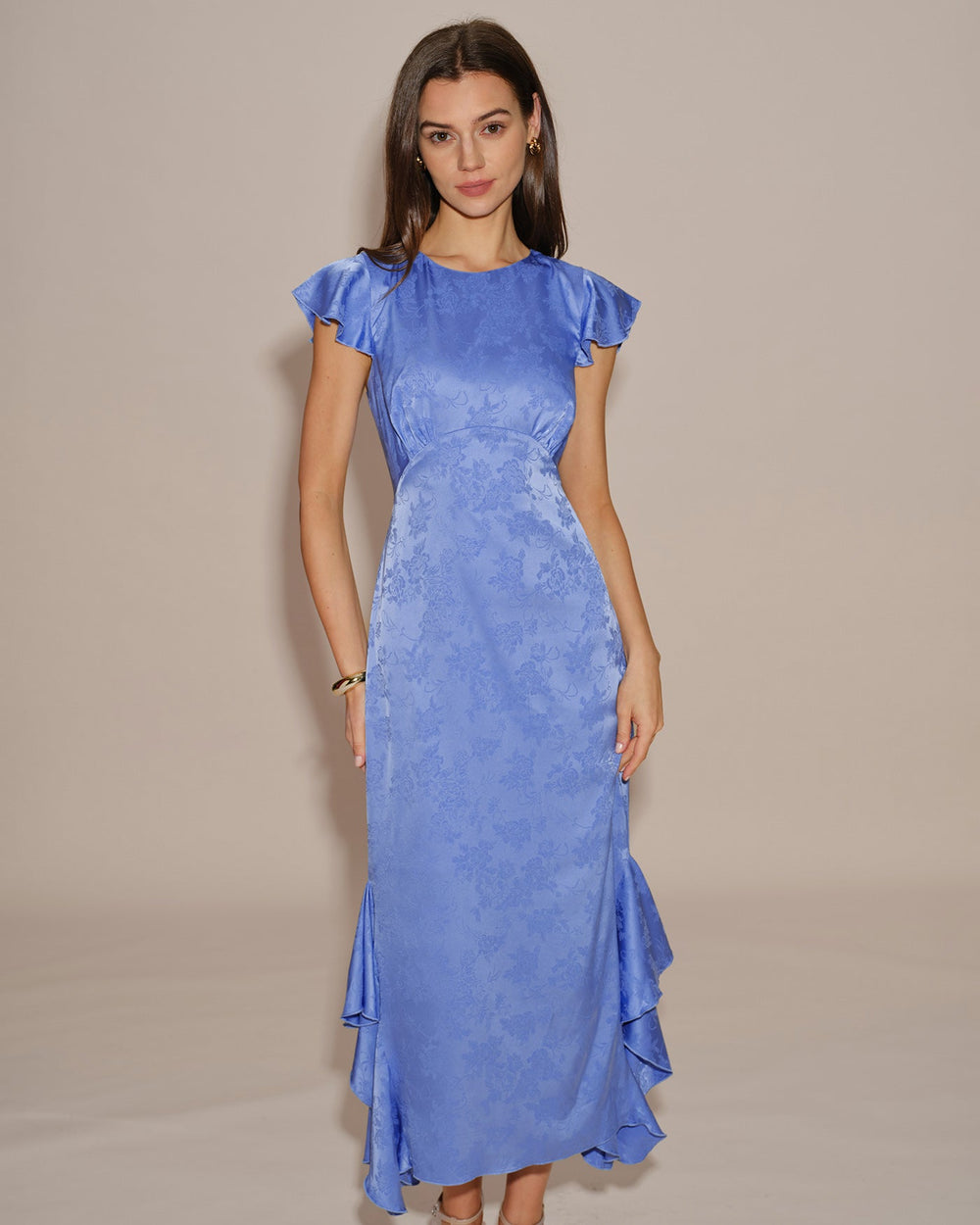 Vestido Ariadna | Elegancia en Jacquard Tono Azul