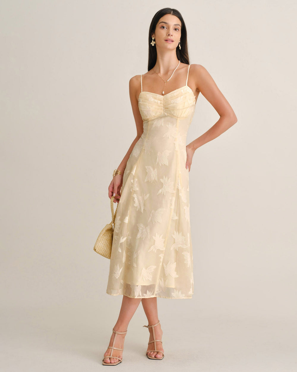 Vestido Camila | Elegancia en Jacquard Tono Durazno