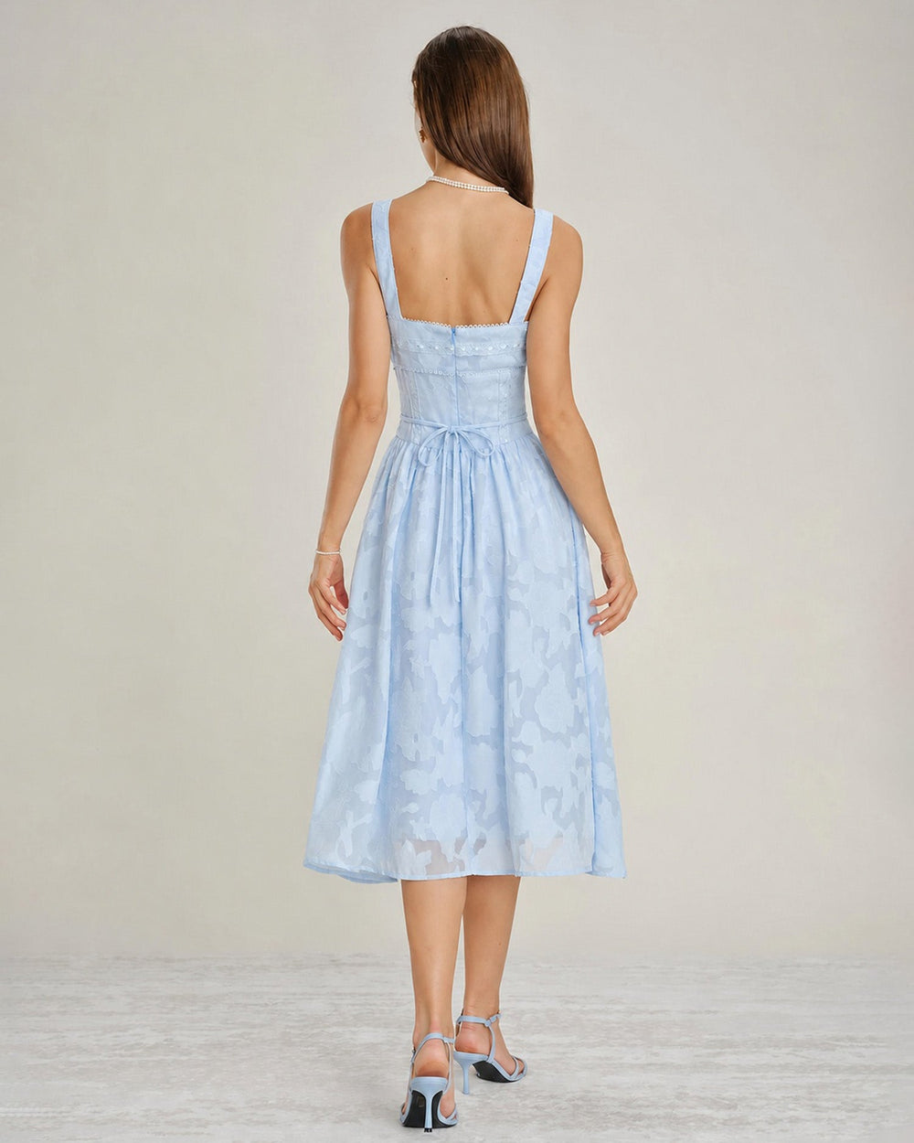 Vestido Ginevra | Elegancia en Jacquard Tono Azul