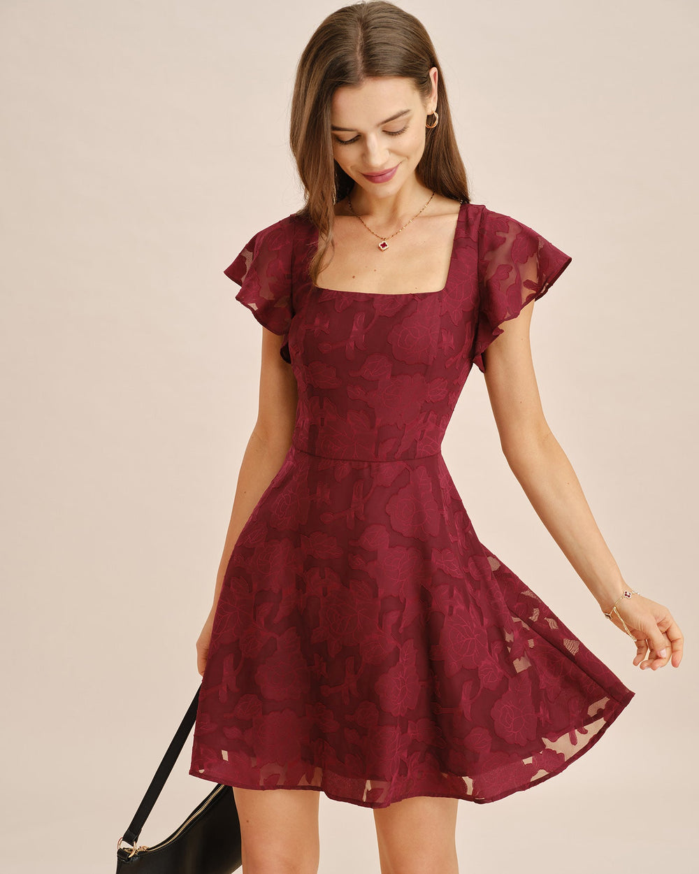 Vestido Serena | Elegancia en Jacquard Tono Vino