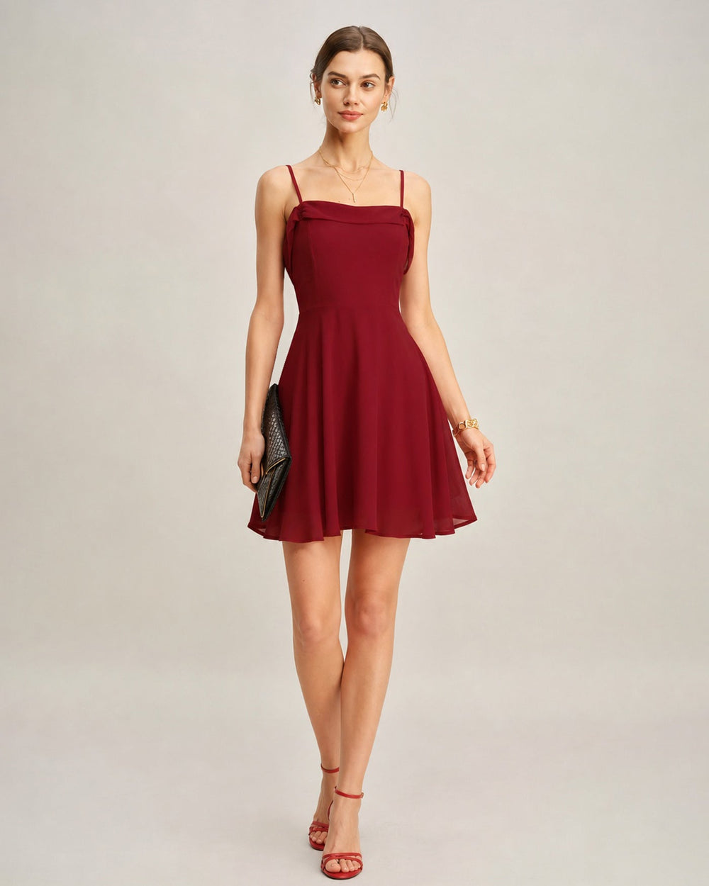 Vestido Isabella | Elegancia en Gasa Tono Rojo