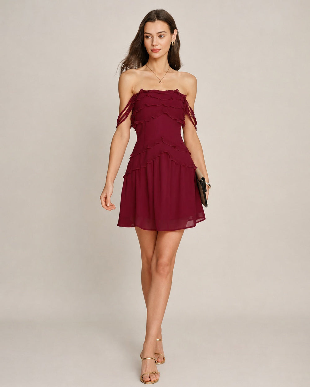 Vestido Serena | Elegancia en Gasa Tono Rojo