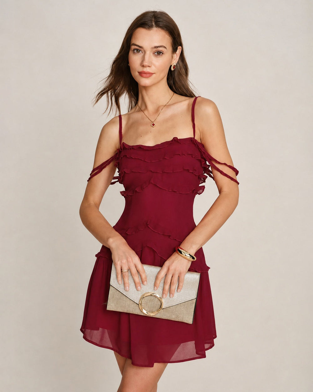 Vestido Serena | Elegancia en Gasa Tono Rojo