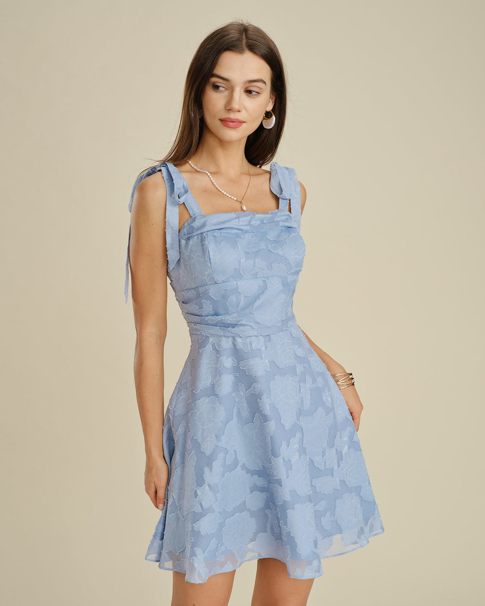 Vestido Victoria | Elegancia en Jacquard Tono Azul