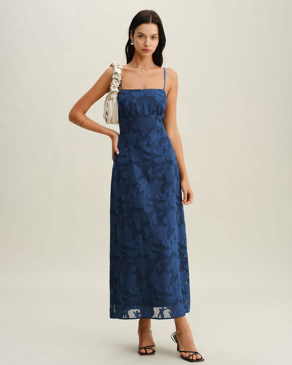 Vestido Julieta | Elegancia en Jacquard Tono Azul marino