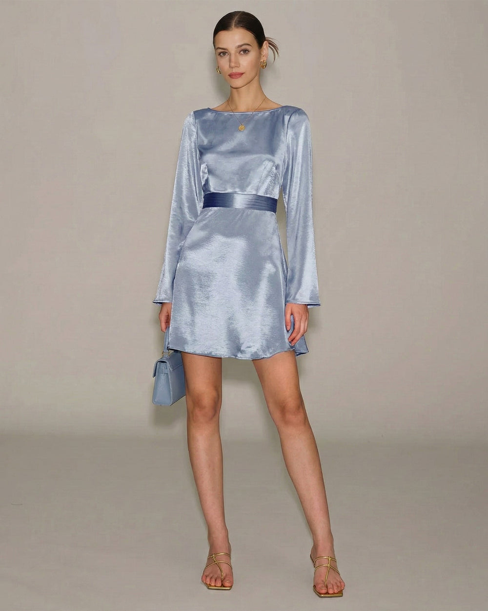 Vestido Serena | Elegancia en Satén Tono Azul