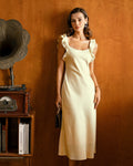 Vestido Regina | Elegancia en Satén Tono Amarillo