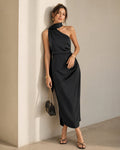 Vestido Antonella | Elegancia en Satén Tono Negro