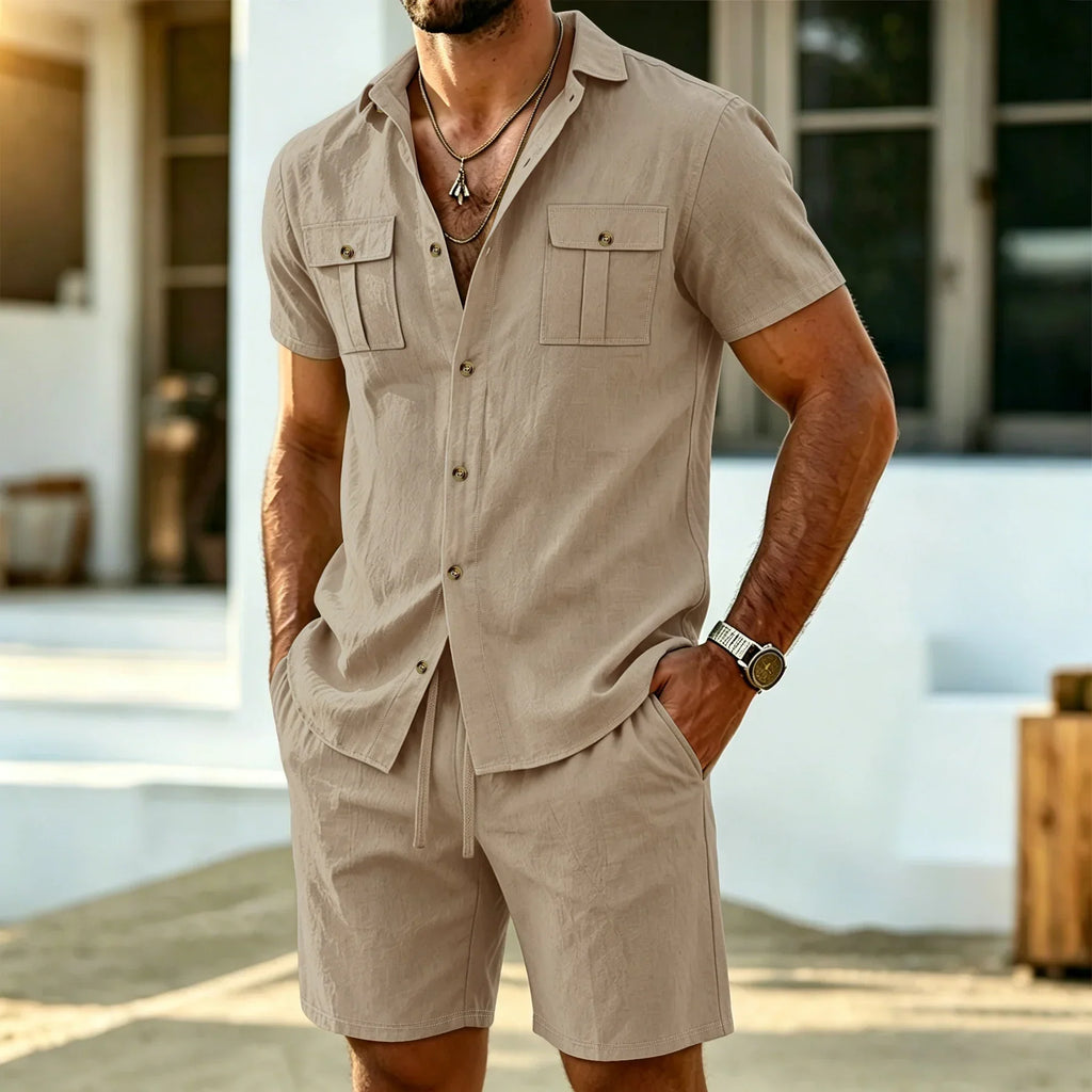 Varel | Set casual in lino da uomo per le giornate calde