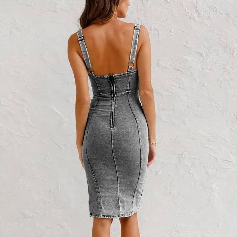 Varel | Abito Camisole Attillato in Denim