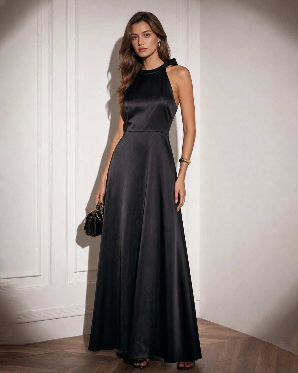 Vestido Constanza | Elegancia en Satén Tono Negro