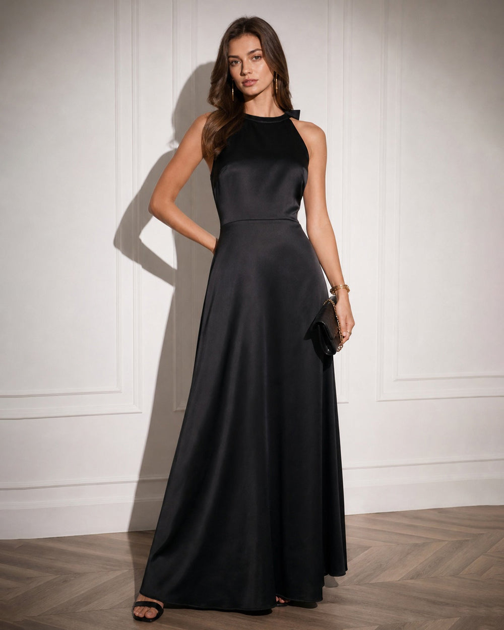Vestido Constanza | Elegancia en Satén Tono Negro