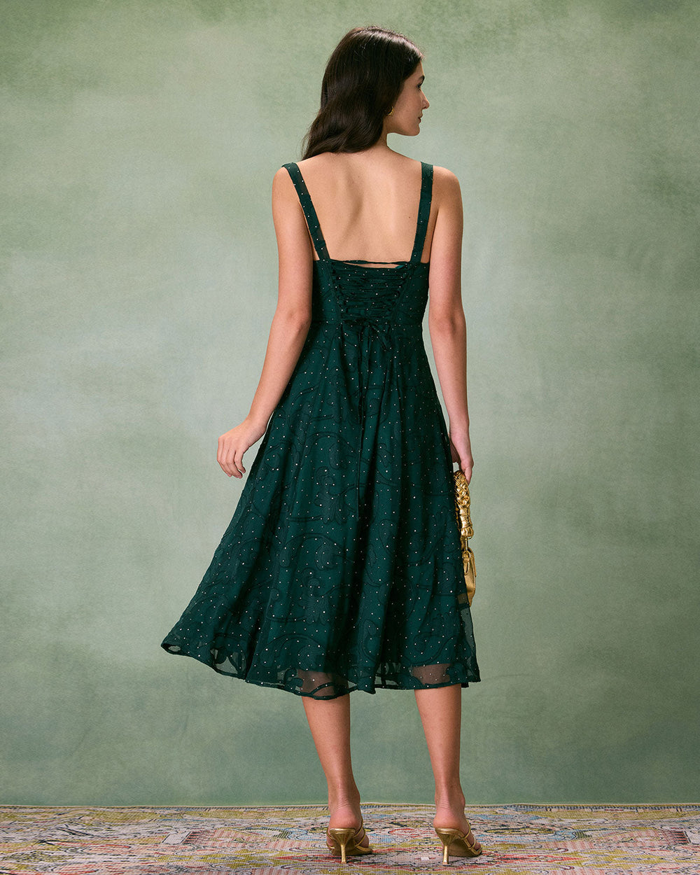 Vestido Blair | Elegancia en Jacquard Tono Verde