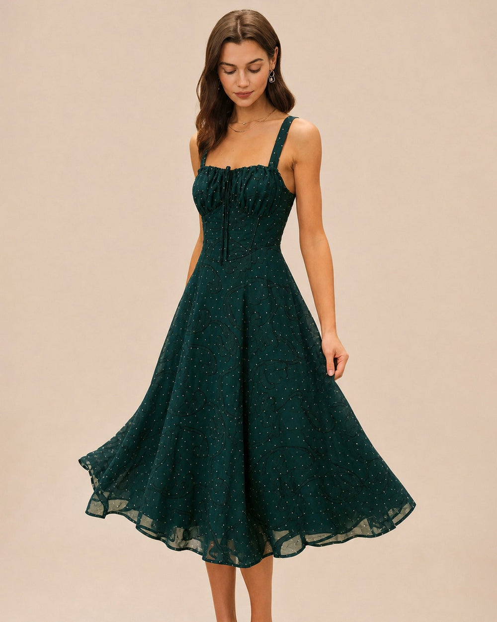 Vestido Blair | Elegancia en Jacquard Tono Verde