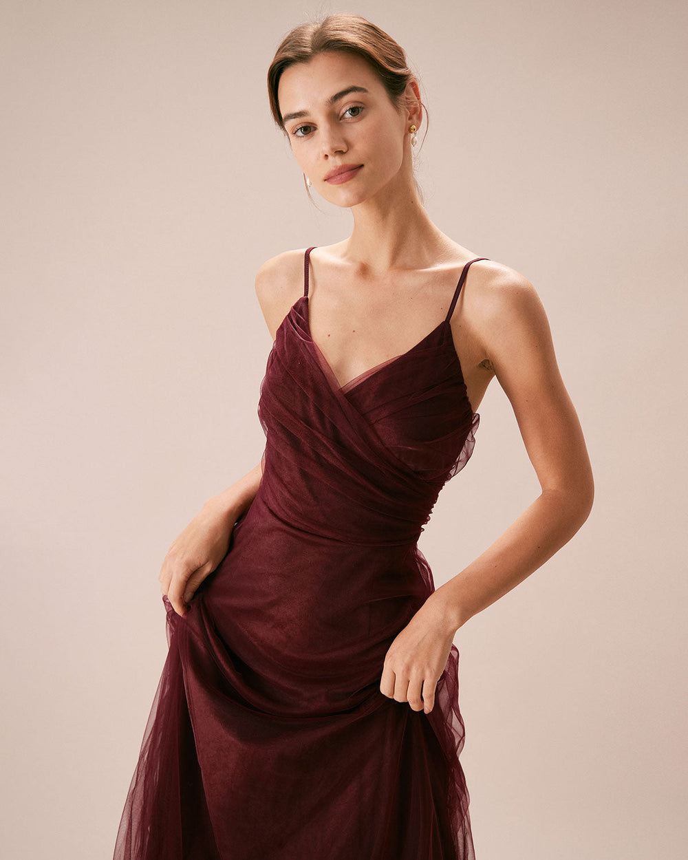 Vestido Antonella | Elegancia en Malla Tono Vino