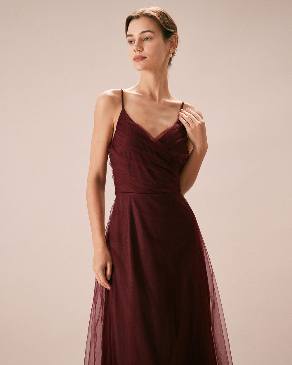 Vestido Antonella | Elegancia en Malla Tono Vino