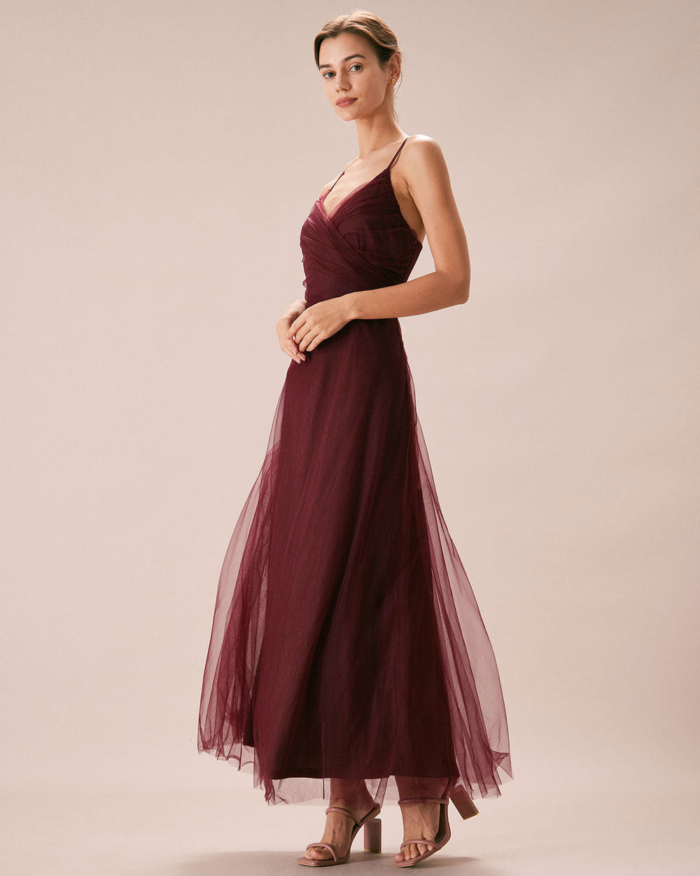 Vestido Antonella | Elegancia en Malla Tono Vino