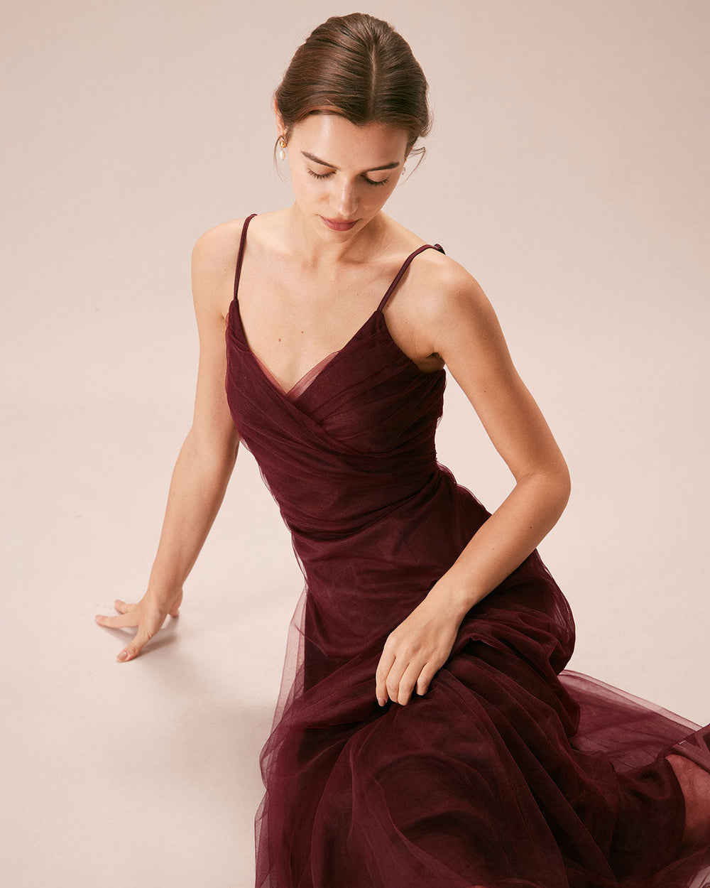 Vestido Antonella | Elegancia en Malla Tono Vino